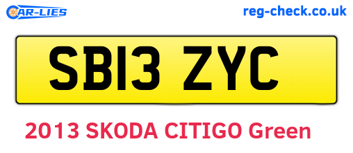 SB13ZYC are the vehicle registration plates.