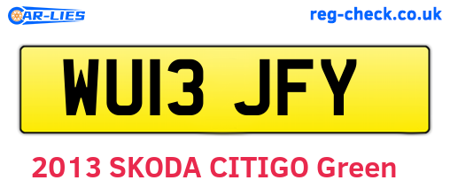 WU13JFY are the vehicle registration plates.