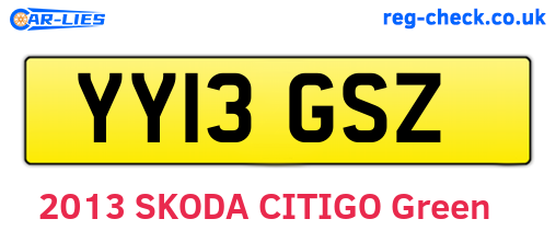 YY13GSZ are the vehicle registration plates.