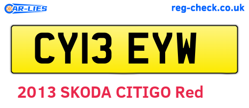 CY13EYW are the vehicle registration plates.