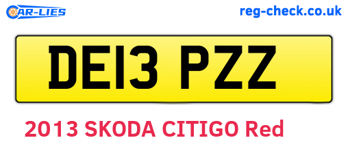DE13PZZ are the vehicle registration plates.