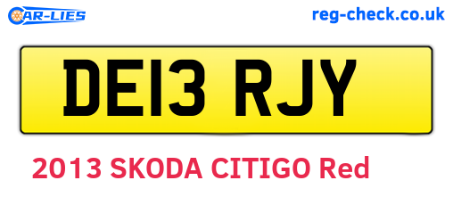 DE13RJY are the vehicle registration plates.