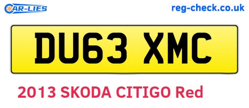 DU63XMC are the vehicle registration plates.