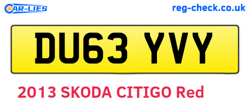 DU63YVY are the vehicle registration plates.