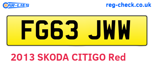 FG63JWW are the vehicle registration plates.