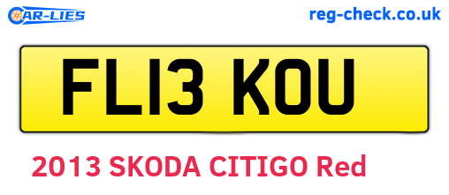 FL13KOU are the vehicle registration plates.