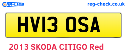 HV13OSA are the vehicle registration plates.