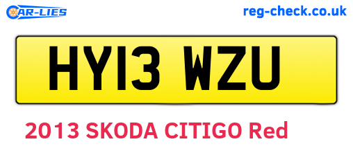 HY13WZU are the vehicle registration plates.