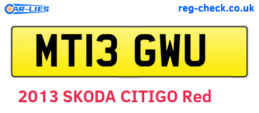 MT13GWU are the vehicle registration plates.
