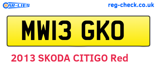 MW13GKO are the vehicle registration plates.