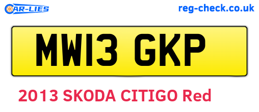 MW13GKP are the vehicle registration plates.