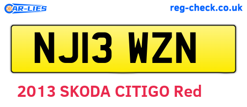 NJ13WZN are the vehicle registration plates.