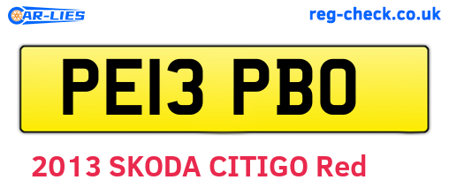 PE13PBO are the vehicle registration plates.