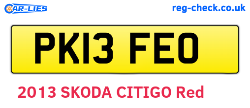 PK13FEO are the vehicle registration plates.