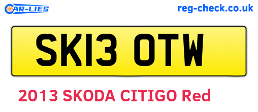 SK13OTW are the vehicle registration plates.