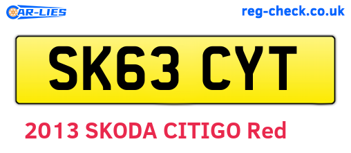 SK63CYT are the vehicle registration plates.