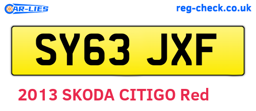 SY63JXF are the vehicle registration plates.