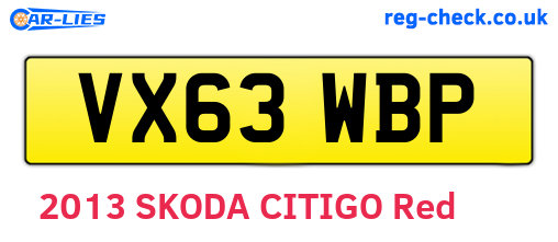 VX63WBP are the vehicle registration plates.