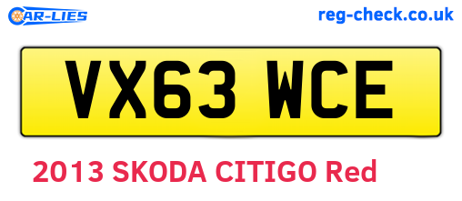 VX63WCE are the vehicle registration plates.
