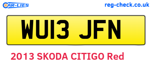 WU13JFN are the vehicle registration plates.