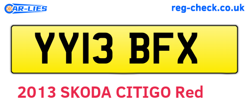 YY13BFX are the vehicle registration plates.