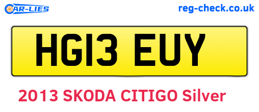 HG13EUY are the vehicle registration plates.