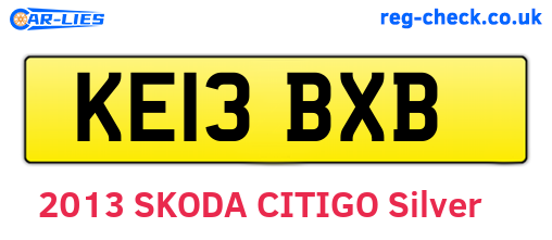 KE13BXB are the vehicle registration plates.