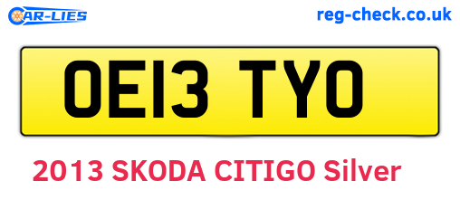 OE13TYO are the vehicle registration plates.