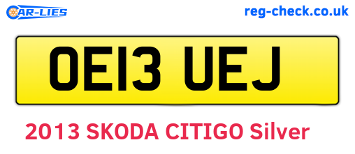 OE13UEJ are the vehicle registration plates.