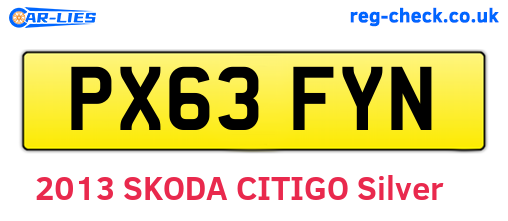 PX63FYN are the vehicle registration plates.