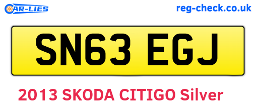 SN63EGJ are the vehicle registration plates.