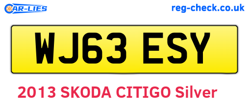 WJ63ESY are the vehicle registration plates.