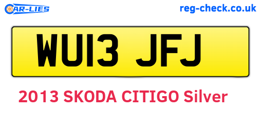 WU13JFJ are the vehicle registration plates.