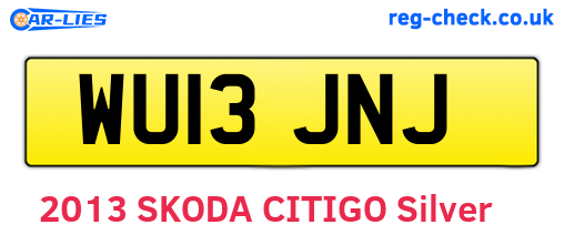 WU13JNJ are the vehicle registration plates.