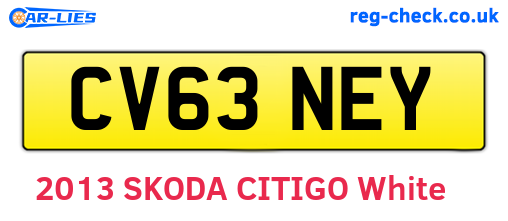 CV63NEY are the vehicle registration plates.