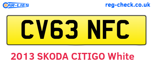 CV63NFC are the vehicle registration plates.