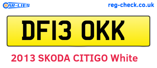 DF13OKK are the vehicle registration plates.