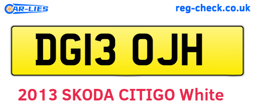 DG13OJH are the vehicle registration plates.