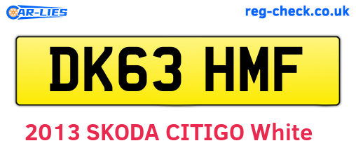 DK63HMF are the vehicle registration plates.