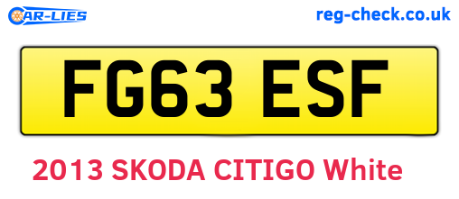 FG63ESF are the vehicle registration plates.