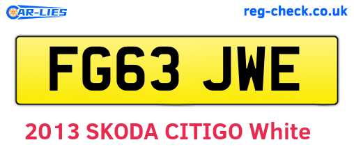 FG63JWE are the vehicle registration plates.