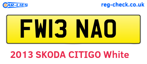 FW13NAO are the vehicle registration plates.