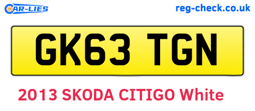 GK63TGN are the vehicle registration plates.