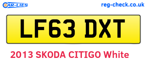 LF63DXT are the vehicle registration plates.