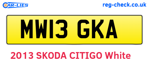 MW13GKA are the vehicle registration plates.