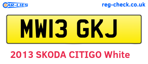 MW13GKJ are the vehicle registration plates.