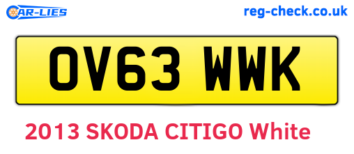 OV63WWK are the vehicle registration plates.