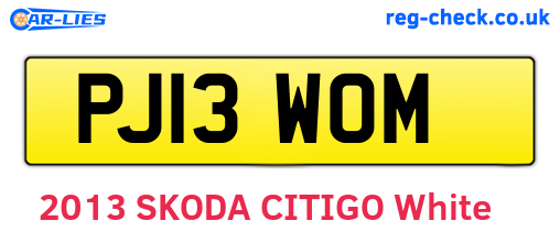 PJ13WOM are the vehicle registration plates.