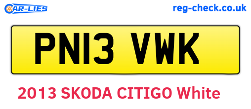 PN13VWK are the vehicle registration plates.