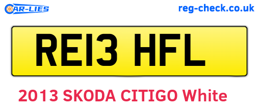 RE13HFL are the vehicle registration plates.
